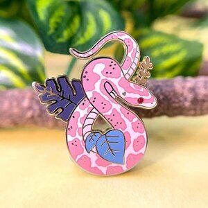 Pink Corn Snake Enamel Pin - Reptile & Nature Jewelry - Wildlife Brooch
